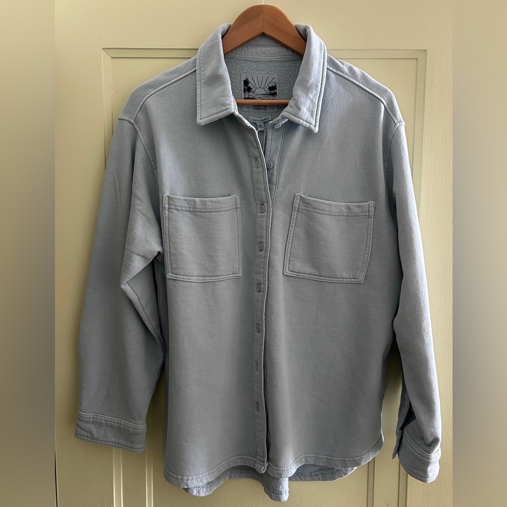 C & C CALIFORNIA MARTINA SUN WASHED FLEECE BUTTON-UP SHACKET Sz Large